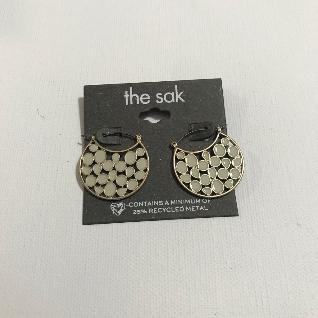 The Sak Gold Tone Earrings With Light Mint Green Enamel Design 15$
